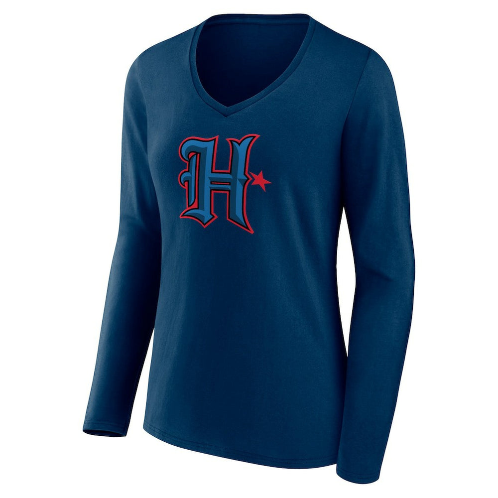 NFL Houston Texans Women's Secondary Logo Long Sleeve V-Neck T-Shirt