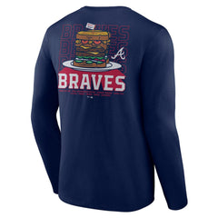 Atlanta Braves Blooper Burger Long Sleeve T-Shirt - Navy