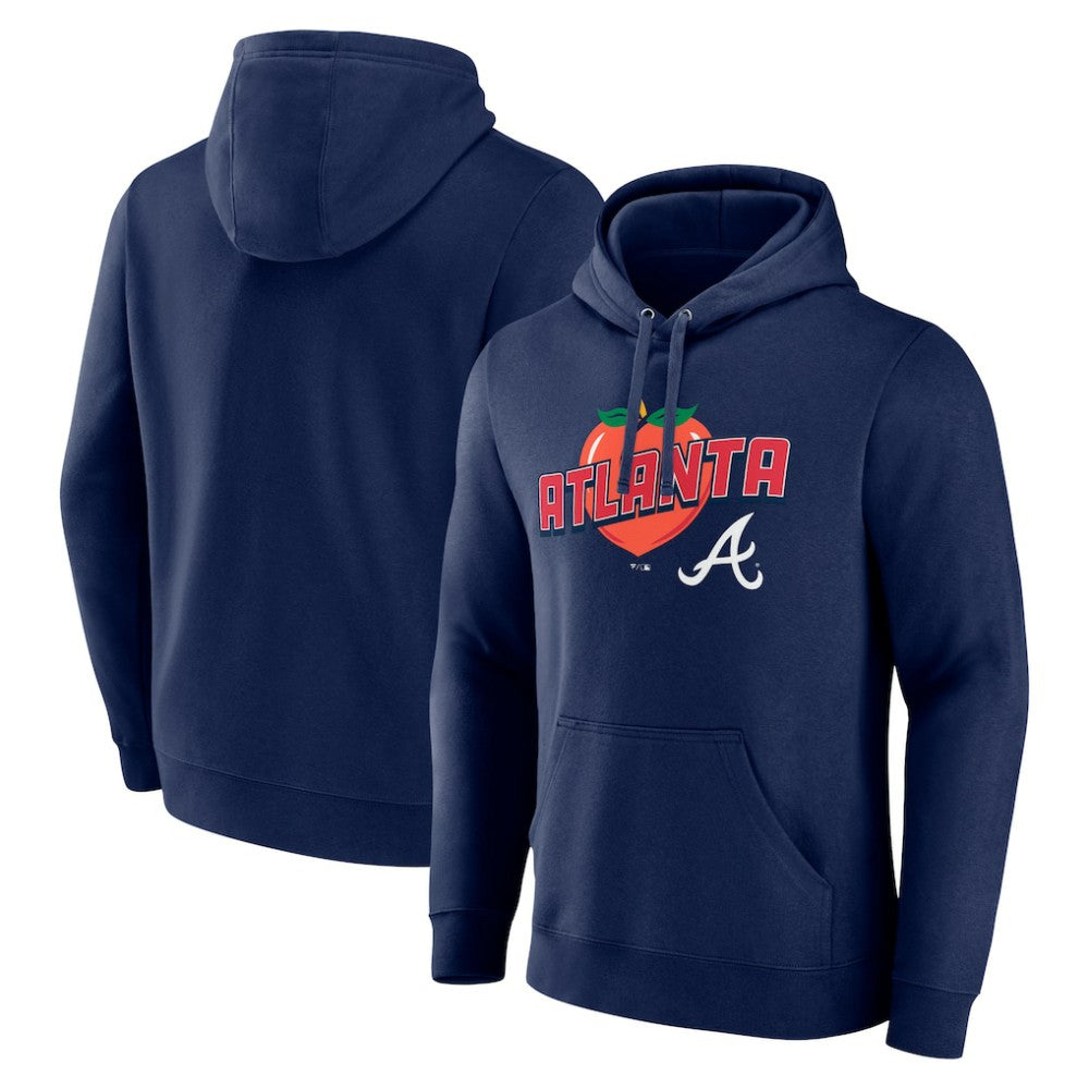 Atlanta Braves Peach Pullover Hoodie - Navy