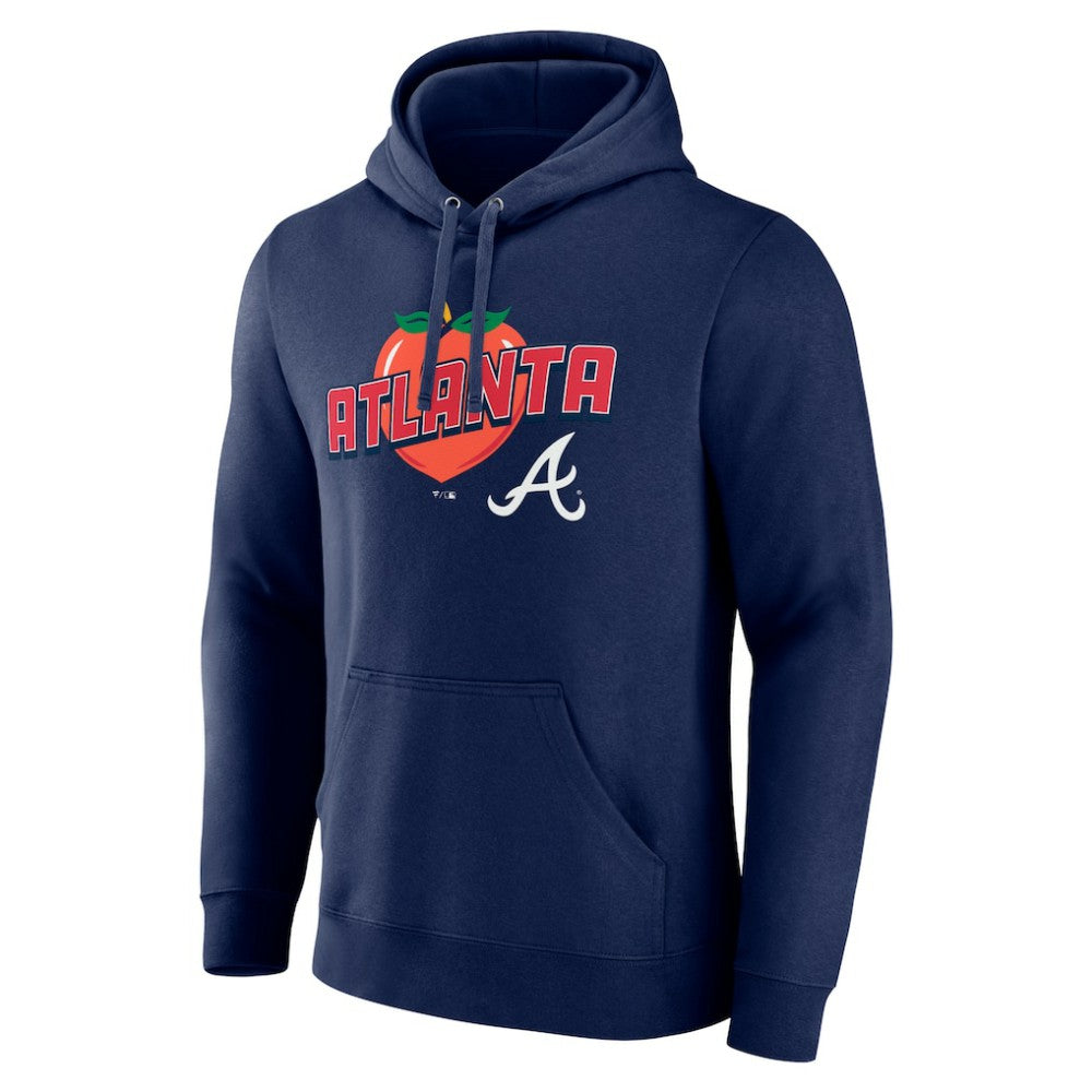 Atlanta Braves Peach Pullover Hoodie - Navy