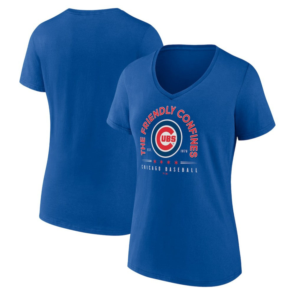 Chicago Cubs Women's Friendly Confines V-Neck T-Shirt - Royal
