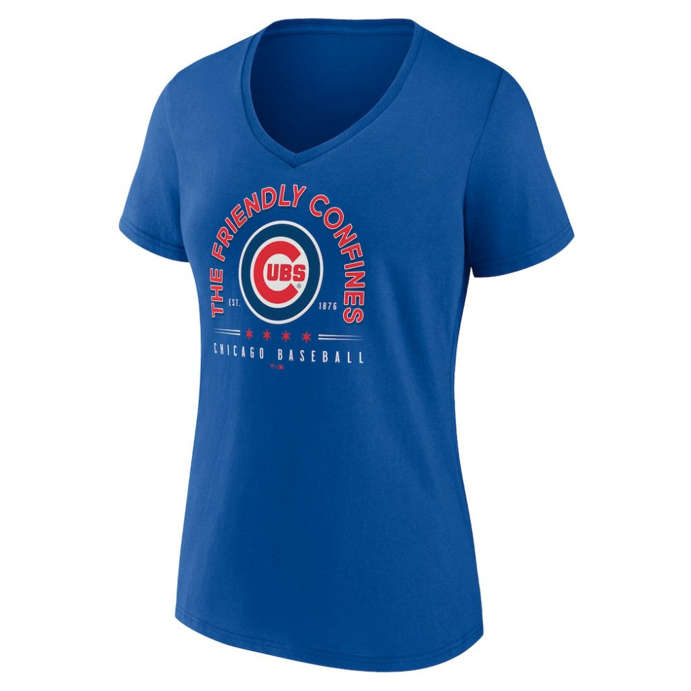 Chicago Cubs Women's Friendly Confines V-Neck T-Shirt - Royal
