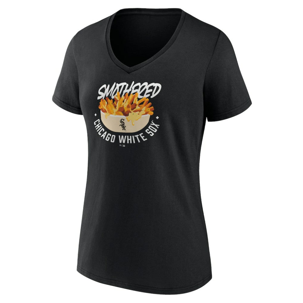 Chicago White Sox Women's Smothered Fries V-Neck T-Shirt - Black