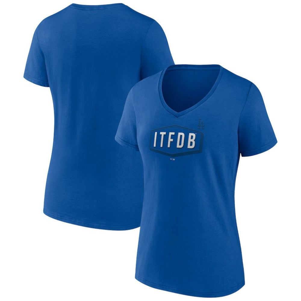 Los Angeles Dodgers Women's ITFDB V-Neck T-Shirt - Royal