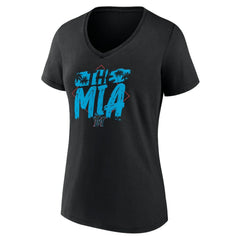 Miami Marlins Women's The MIA V-Neck T-Shirt - Black
