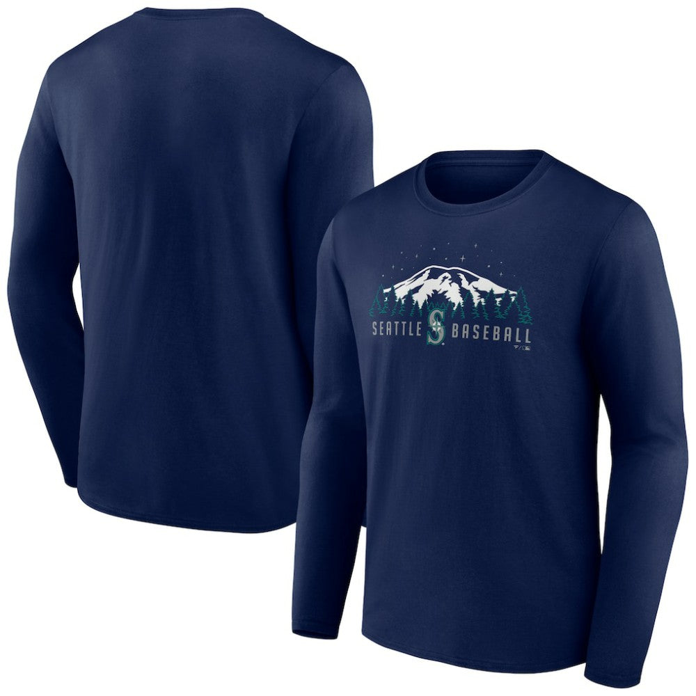 Seattle Mariners Mountains Long Sleeve T-Shirt - Navy