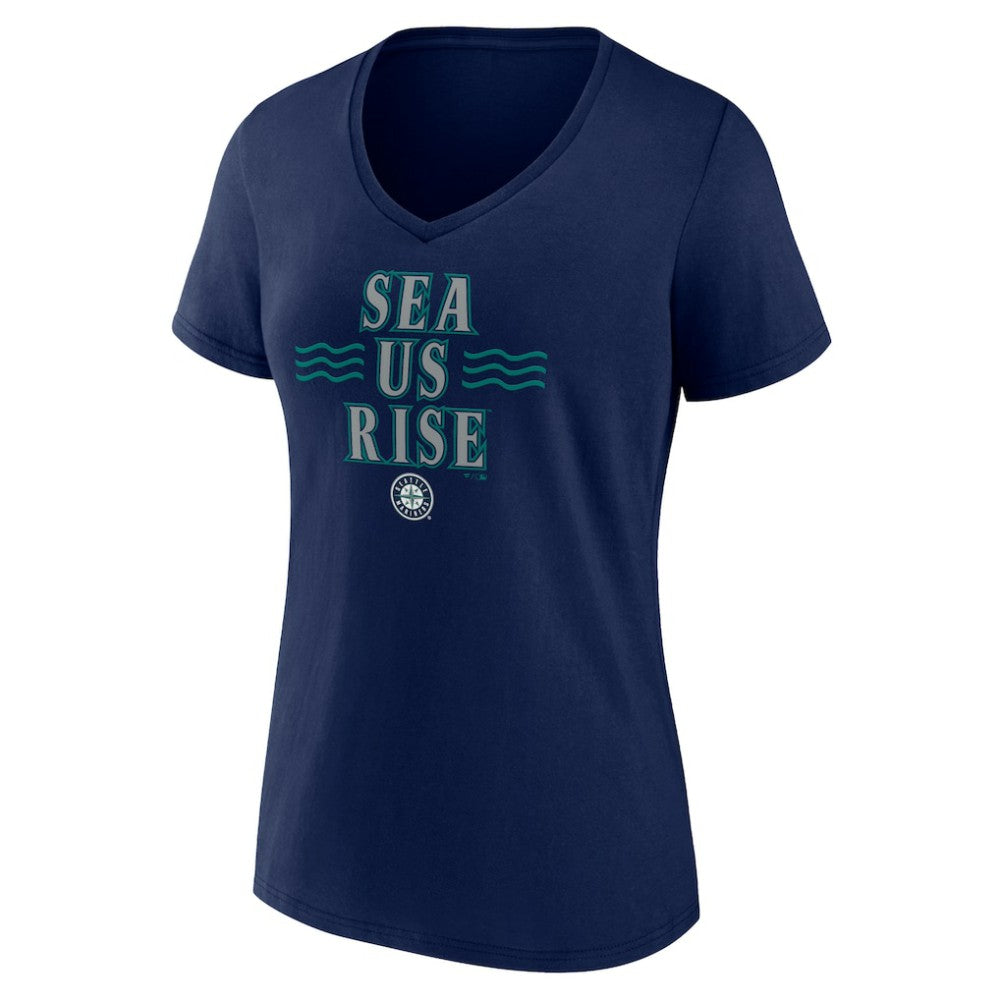Seattle Mariners Women's Sea Us Rise V-Neck T-Shirt - Navy