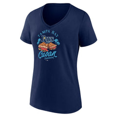 Tampa Bay Rays Women's Cuban Sandwich V-Neck T-Shirt - Navy