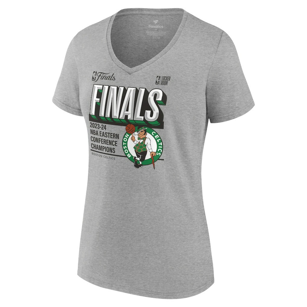 Boston Celtics Women's 2024 Eastern Conference Champions Locker Room Post Up Move V-Neck T-Shirt - Steel | Fanatics shop