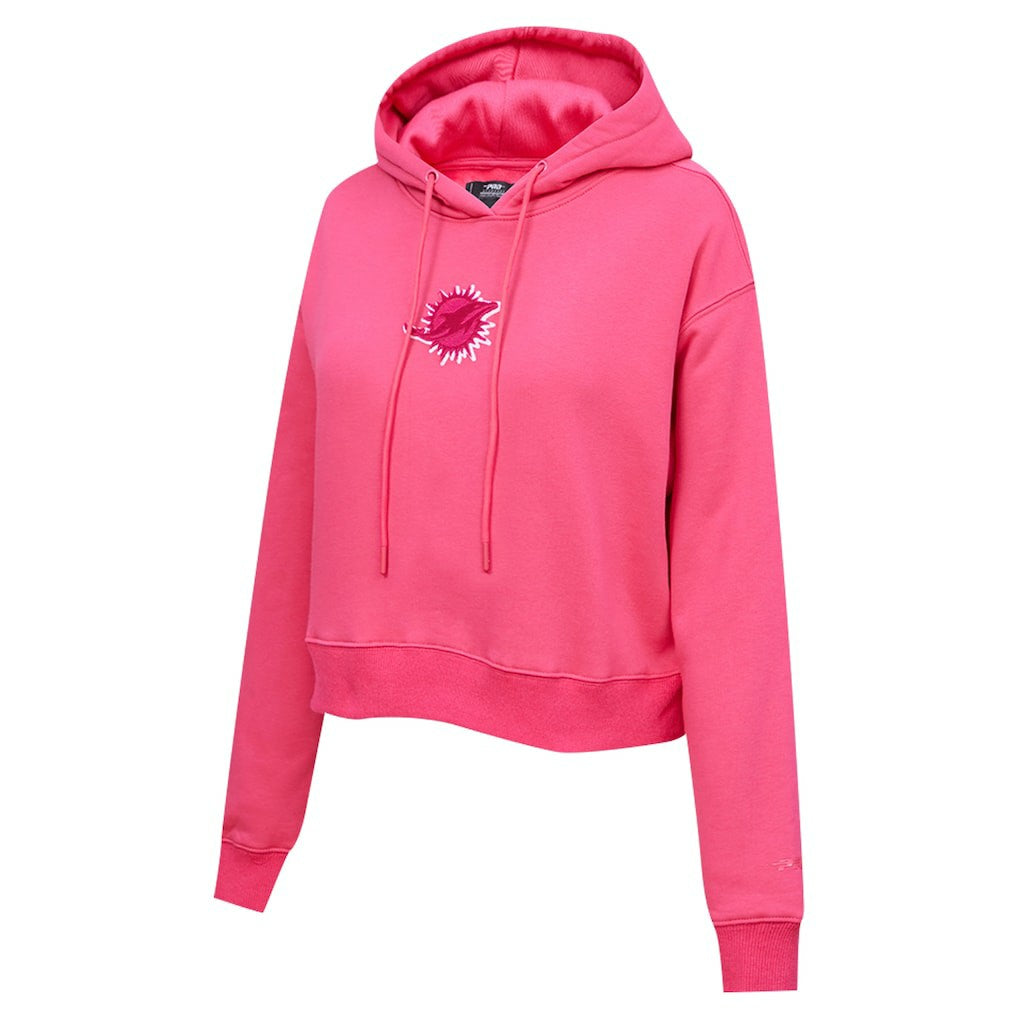 NFL Miami Dolphins Pro Standard Women's Triple Pink Cropped Fleece Pullover Hoodie