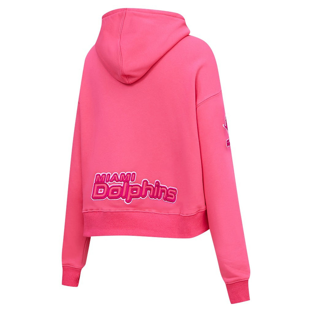 NFL Miami Dolphins Pro Standard Women's Triple Pink Cropped Fleece Pullover Hoodie