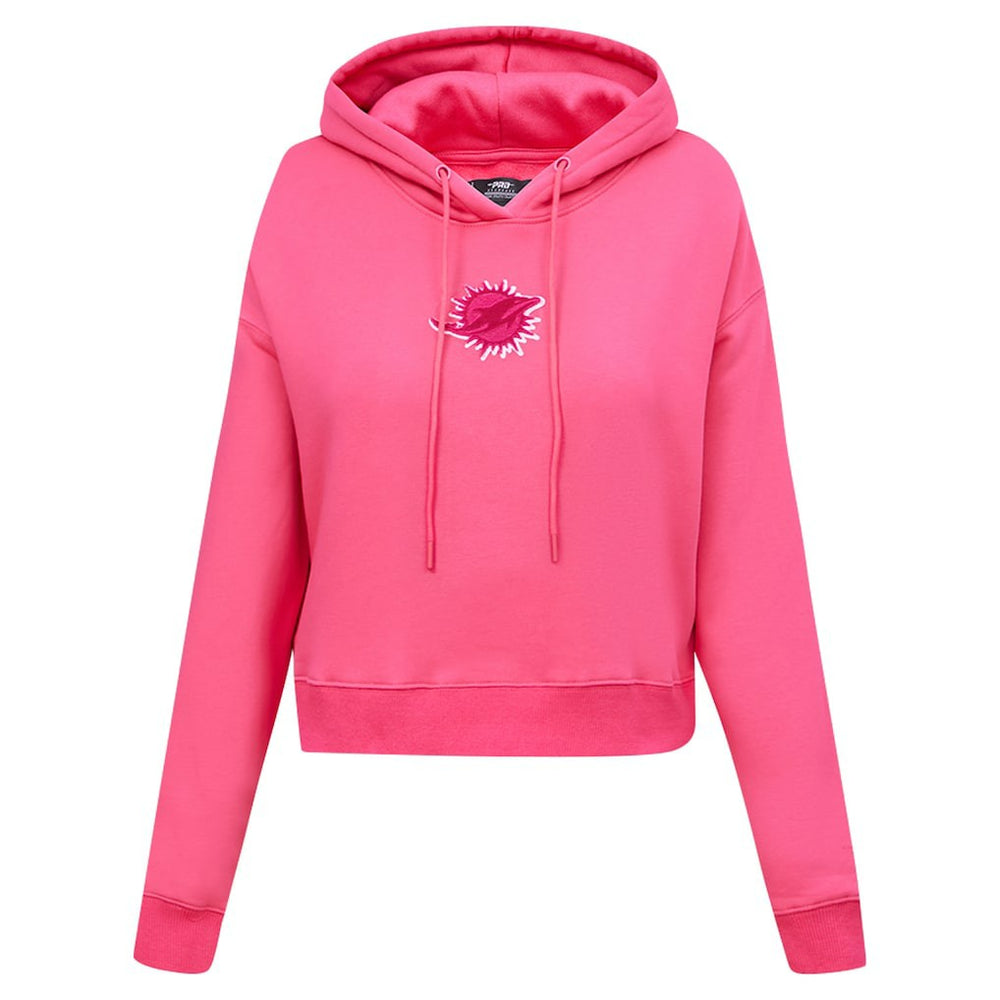 NFL Miami Dolphins Pro Standard Women's Triple Pink Cropped Fleece Pullover Hoodie