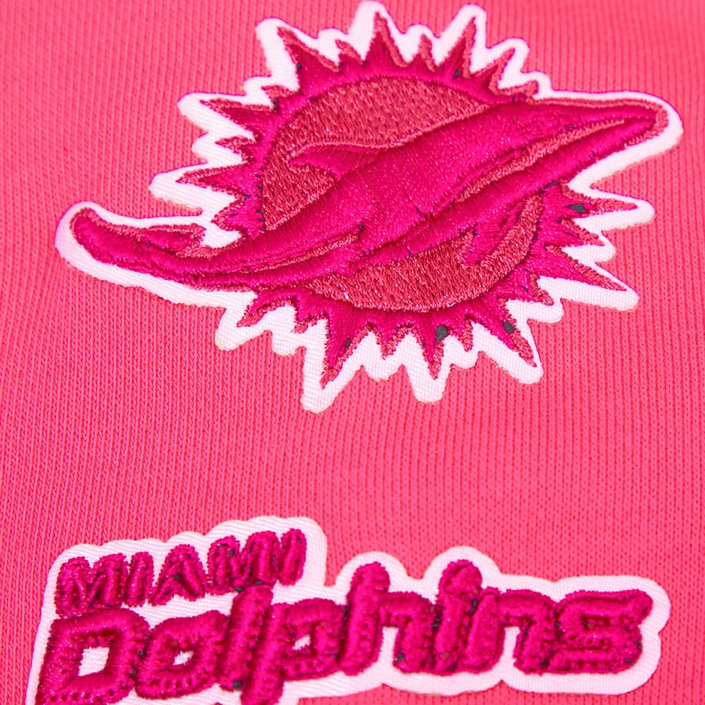 NFL Miami Dolphins Pro Standard Women's Triple Pink Cropped Fleece Pullover Hoodie
