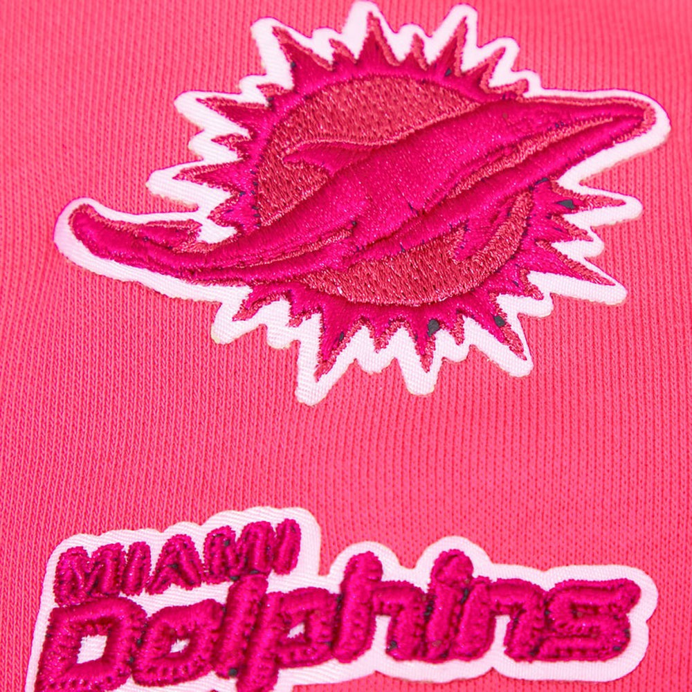 NFL Miami Dolphins Pro Standard Women's Triple Pink Cropped Fleece Pullover Hoodie