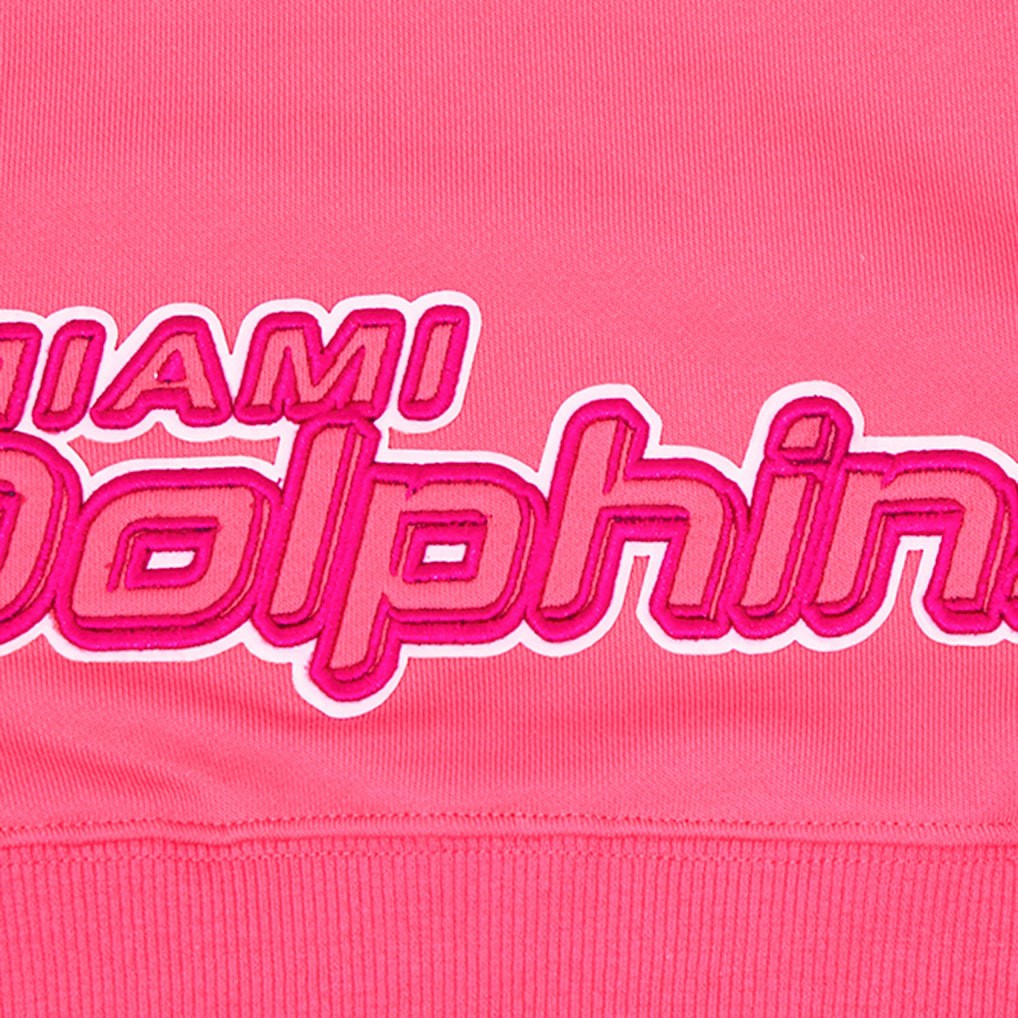 NFL Miami Dolphins Pro Standard Women's Triple Pink Cropped Fleece Pullover Hoodie