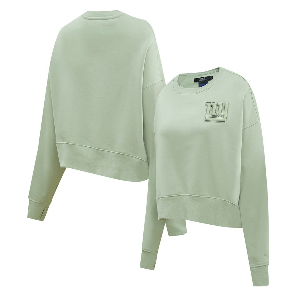 NFL New York Giants Pro Standard Women's Oversized Cropped Neutral Pullover Sweatshirt