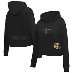 NFL New Orleans Saints Pro Standard Women's Jeweled Cropped Pullover Hoodie