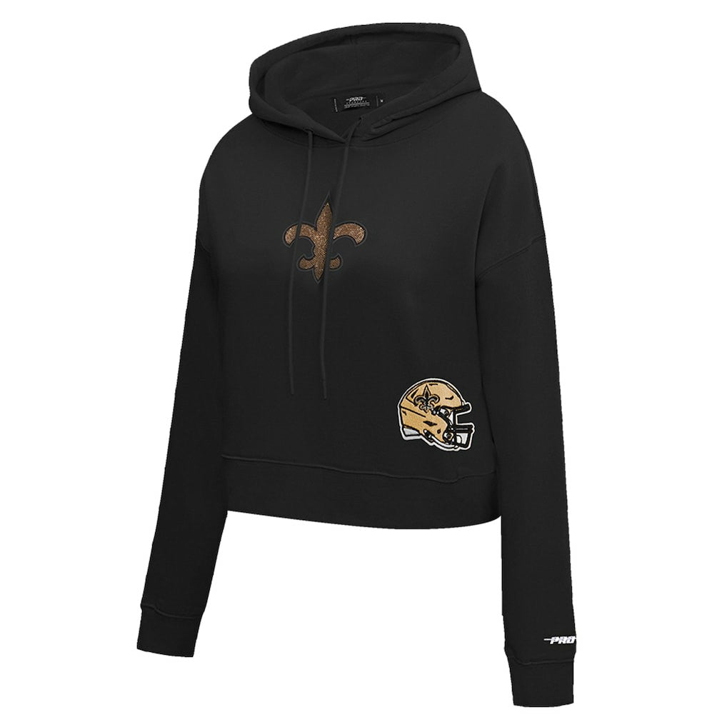 NFL New Orleans Saints Pro Standard Women's Jeweled Cropped Pullover Hoodie