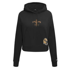 NFL New Orleans Saints Pro Standard Women's Jeweled Cropped Pullover Hoodie