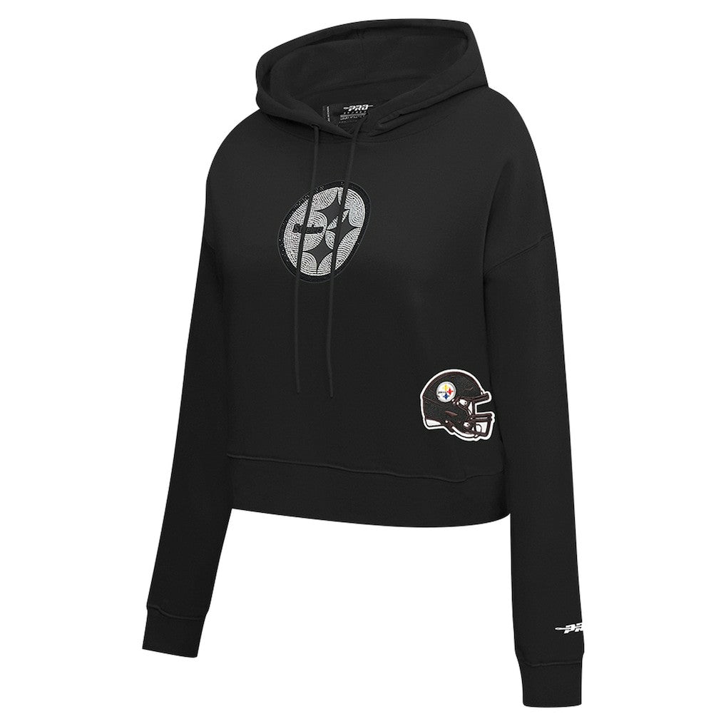 NFL Pittsburgh Steelers Pro Standard Women's Jeweled Cropped Pullover Hoodie