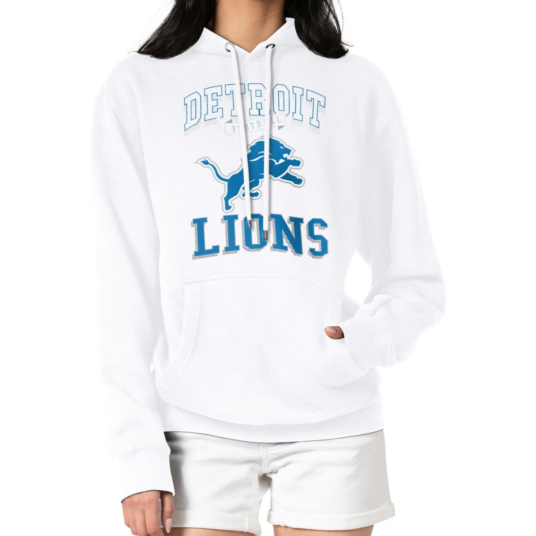 NFL Detroit Lions G-III 4Her by Carl Banks Women's Team Logo Graphic Fleece Tri-Blend Pullover Hoodie