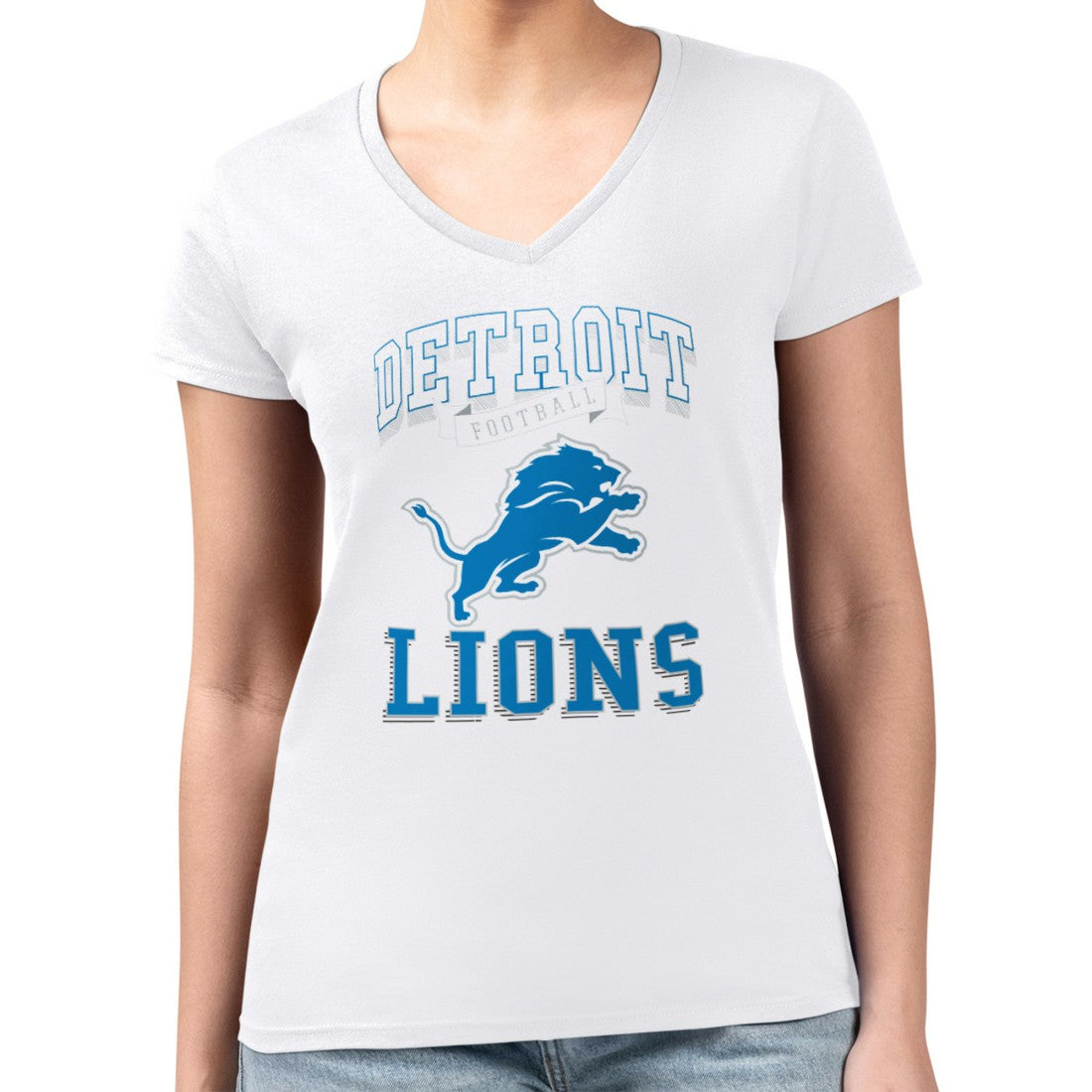 NFL Detroit Lions G-III 4Her by Carl Banks Women's Super-Slim Fit Lightweight Team Logo Graphic V-Neck T-Shirt