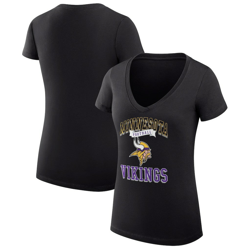 NFL Minnesota Vikings G-III 4Her by Carl Banks Women's Super-Slim Fit Lightweight Team Logo Graphic V-Neck T-Shirt