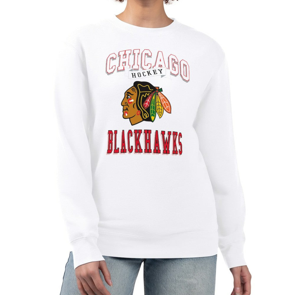 Chicago Blackhawks G-III 4Her by Carl Banks Women's Team Logo Tri-Blend Fleece Pullover Sweatshirt