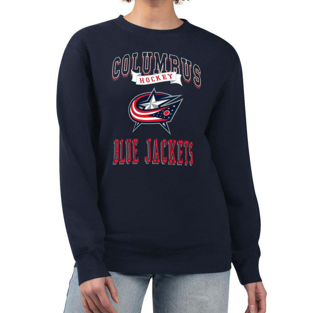 Columbus Blue Jackets G-III 4Her by Carl Banks Women's Team Logo Tri-Blend Fleece Pullover Sweatshirt