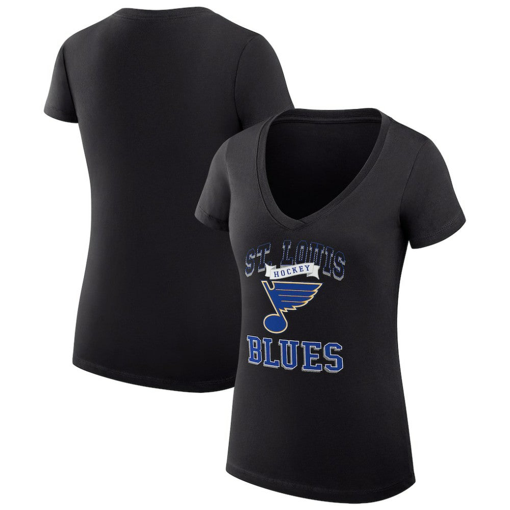 St. Louis Blues G-III 4Her by Carl Banks Women's Super-Slim Fit Lightweight Team Logo Graphic V-Neck T-Shirt