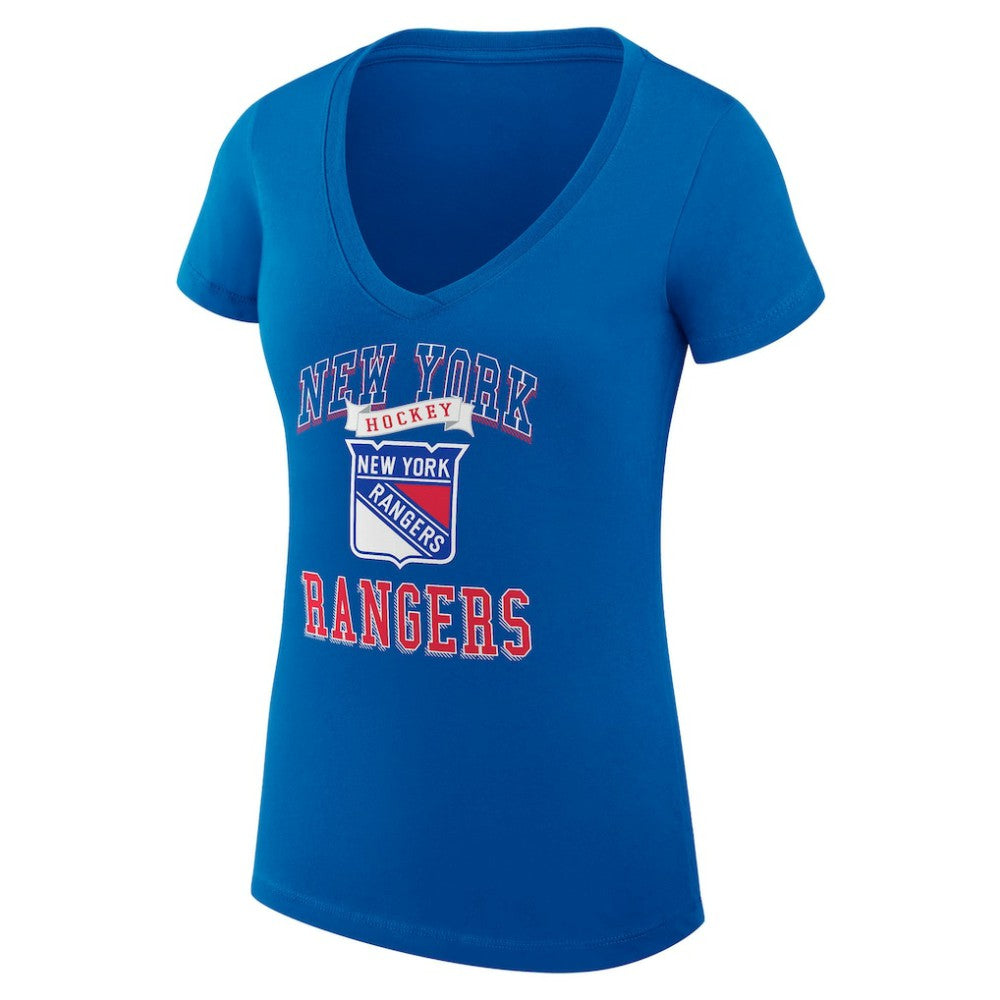 New York Rangers G-III 4Her by Carl Banks Women's Super-Slim Fit Lightweight Team Logo Graphic V-Neck T-Shirt