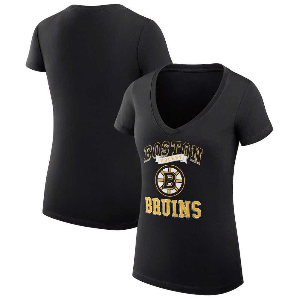 Boston Bruins G-III 4Her by Carl Banks Women's Super-Slim Fit Lightweight Team Logo Graphic V-Neck T-Shirt