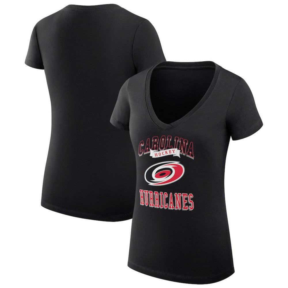 Carolina Hurricanes G-III 4Her by Carl Banks Women's Super-Slim Fit Lightweight Team Logo Graphic V-Neck T-Shirt