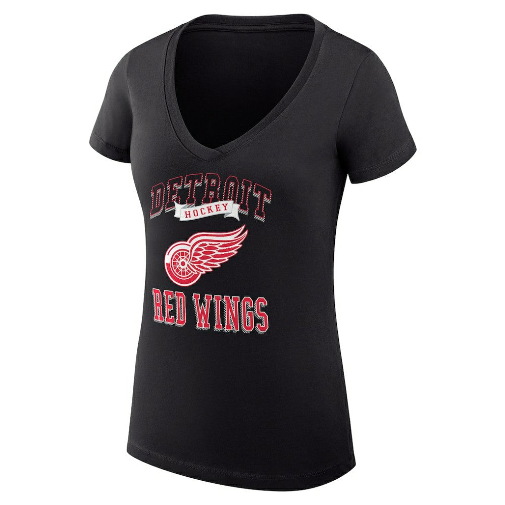 Detroit Red Wings G-III 4Her by Carl Banks Women's Super-Slim Fit Lightweight Team Logo Graphic V-Neck T-Shirt