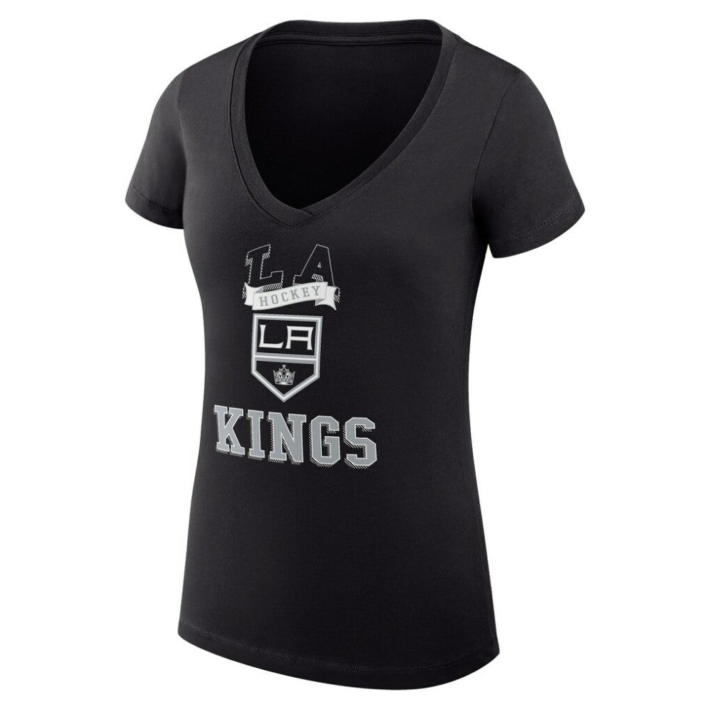 Los Angeles Kings G-III 4Her by Carl Banks Women's Super-Slim Fit Lightweight Team Logo Graphic V-Neck T-Shirt