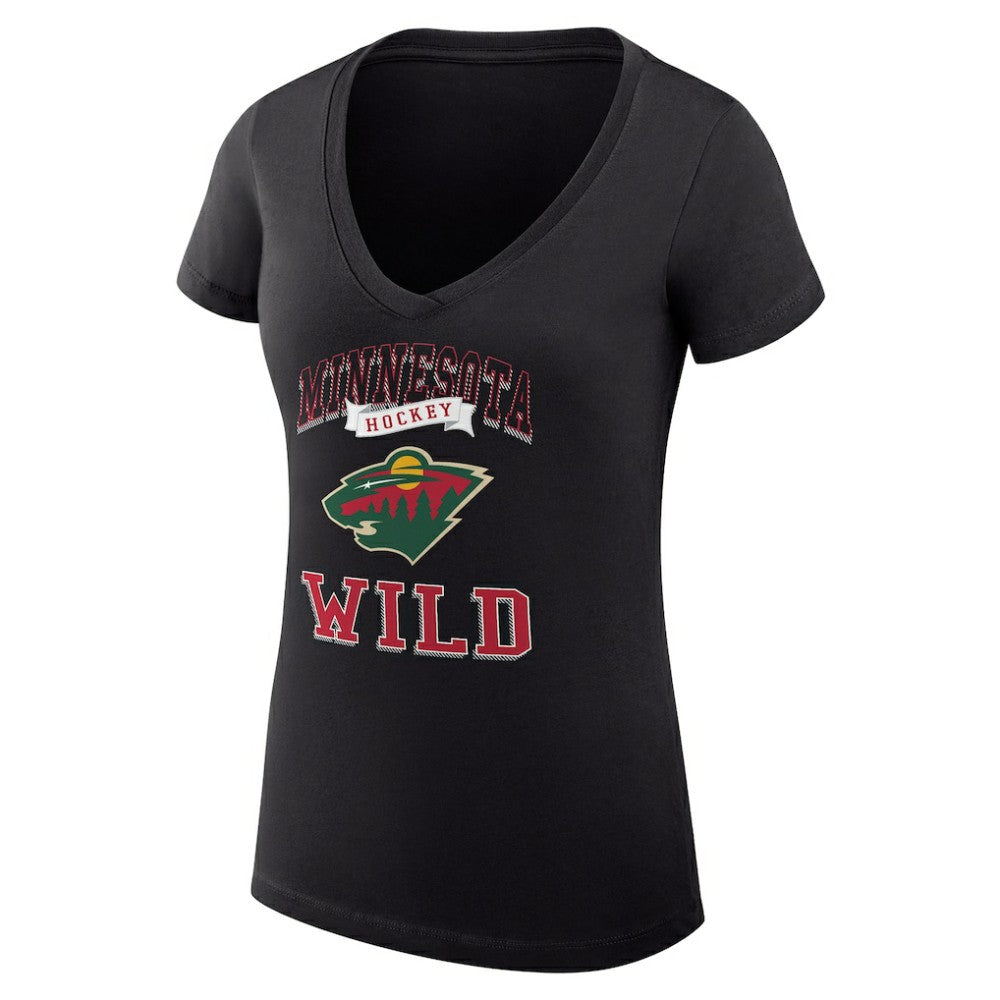 Minnesota Wild G-III 4Her by Carl Banks Women's Super-Slim Fit Lightweight Team Logo Graphic V-Neck T-Shirt