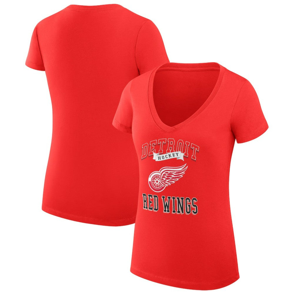 Detroit Red Wings G-III 4Her by Carl Banks Women's Super-Slim Fit Lightweight Team Logo Graphic V-Neck T-Shirt