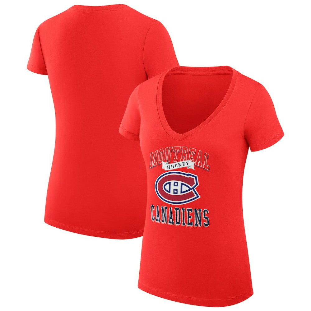 Montreal Canadiens G-III 4Her by Carl Banks Women's Super-Slim Fit Lightweight Team Logo Graphic V-Neck T-Shirt