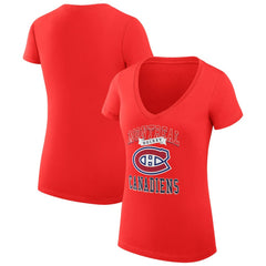 Montreal Canadiens G-III 4Her by Carl Banks Women's Super-Slim Fit Lightweight Team Logo Graphic V-Neck T-Shirt