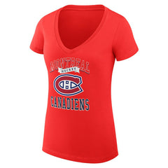 Montreal Canadiens G-III 4Her by Carl Banks Women's Super-Slim Fit Lightweight Team Logo Graphic V-Neck T-Shirt