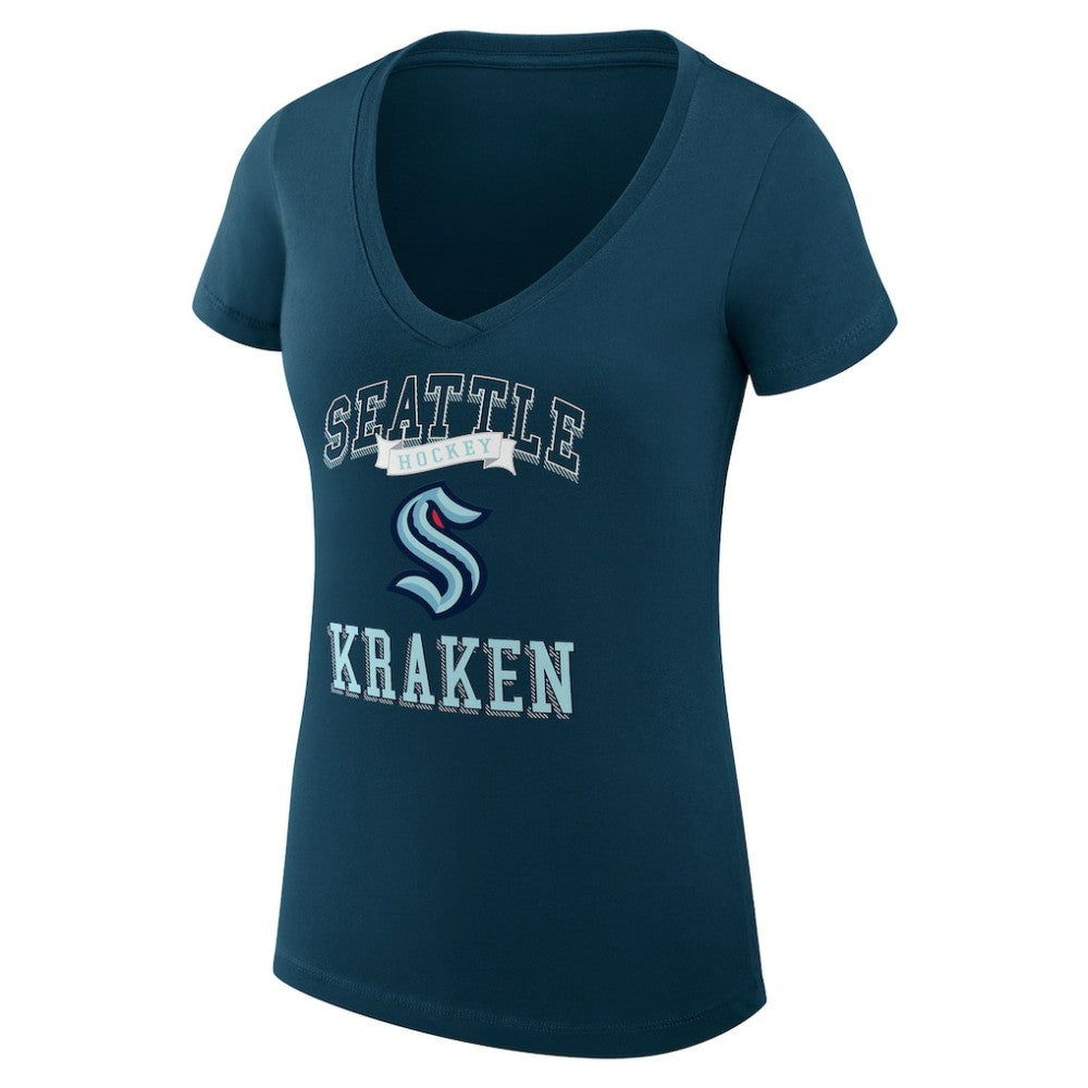 Seattle Kraken G-III 4Her by Carl Banks Women's Super-Slim Fit Lightweight Team Logo Graphic V-Neck T-Shirt