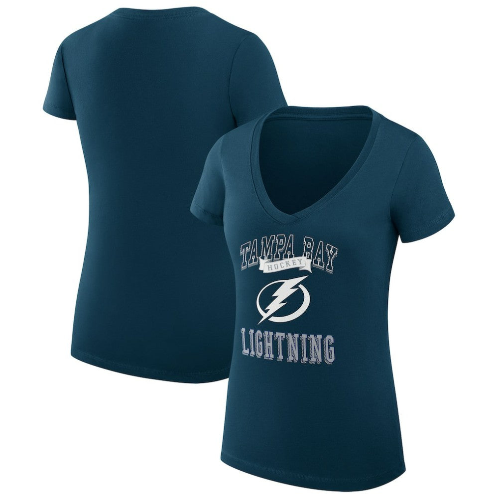Tampa Bay Lightning G-III 4Her by Carl Banks Women's Super-Slim Fit Lightweight Team Logo Graphic V-Neck T-Shirt