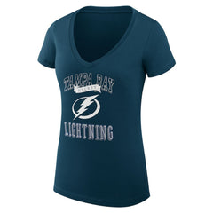 Tampa Bay Lightning G-III 4Her by Carl Banks Women's Super-Slim Fit Lightweight Team Logo Graphic V-Neck T-Shirt