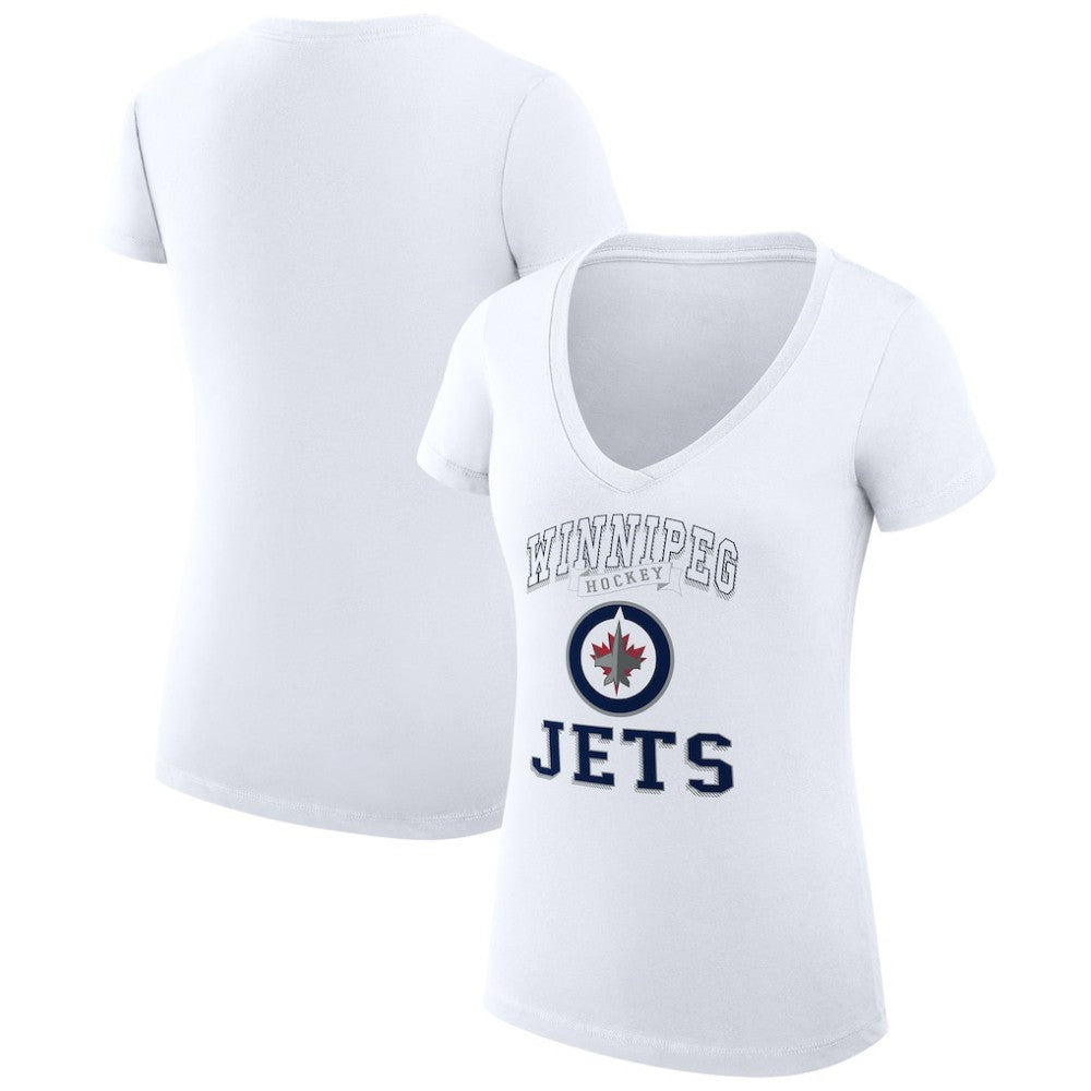 Winnipeg Jets G-III 4Her by Carl Banks Women's Super-Slim Fit Lightweight Team Logo Graphic V-Neck T-Shirt