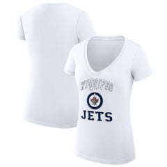 Winnipeg Jets G-III 4Her by Carl Banks Women's Super-Slim Fit Lightweight Team Logo Graphic V-Neck T-Shirt