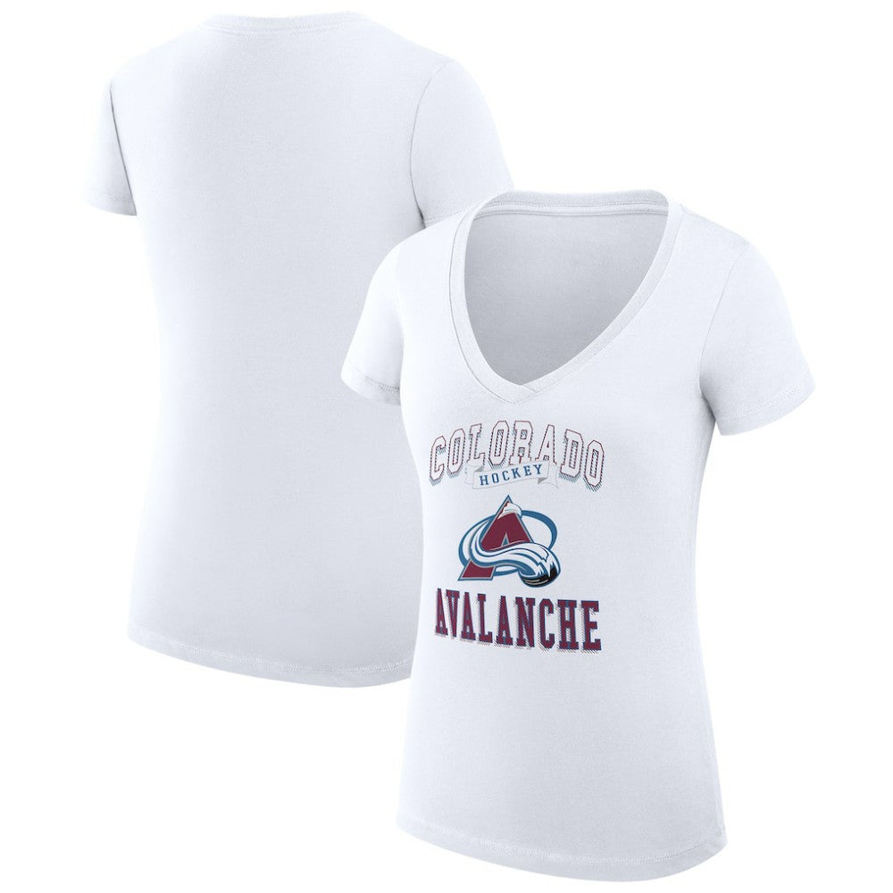 Colorado Avalanche G-III 4Her by Carl Banks Women's Super-Slim Fit Lightweight Team Logo Graphic V-Neck T-Shirt