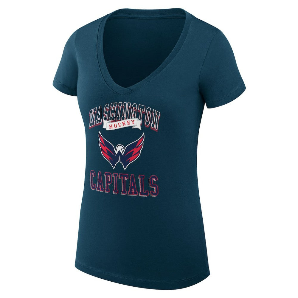Washington Capitals G-III 4Her by Carl Banks Women's Super-Slim Fit Lightweight Team Logo Graphic V-Neck T-Shirt