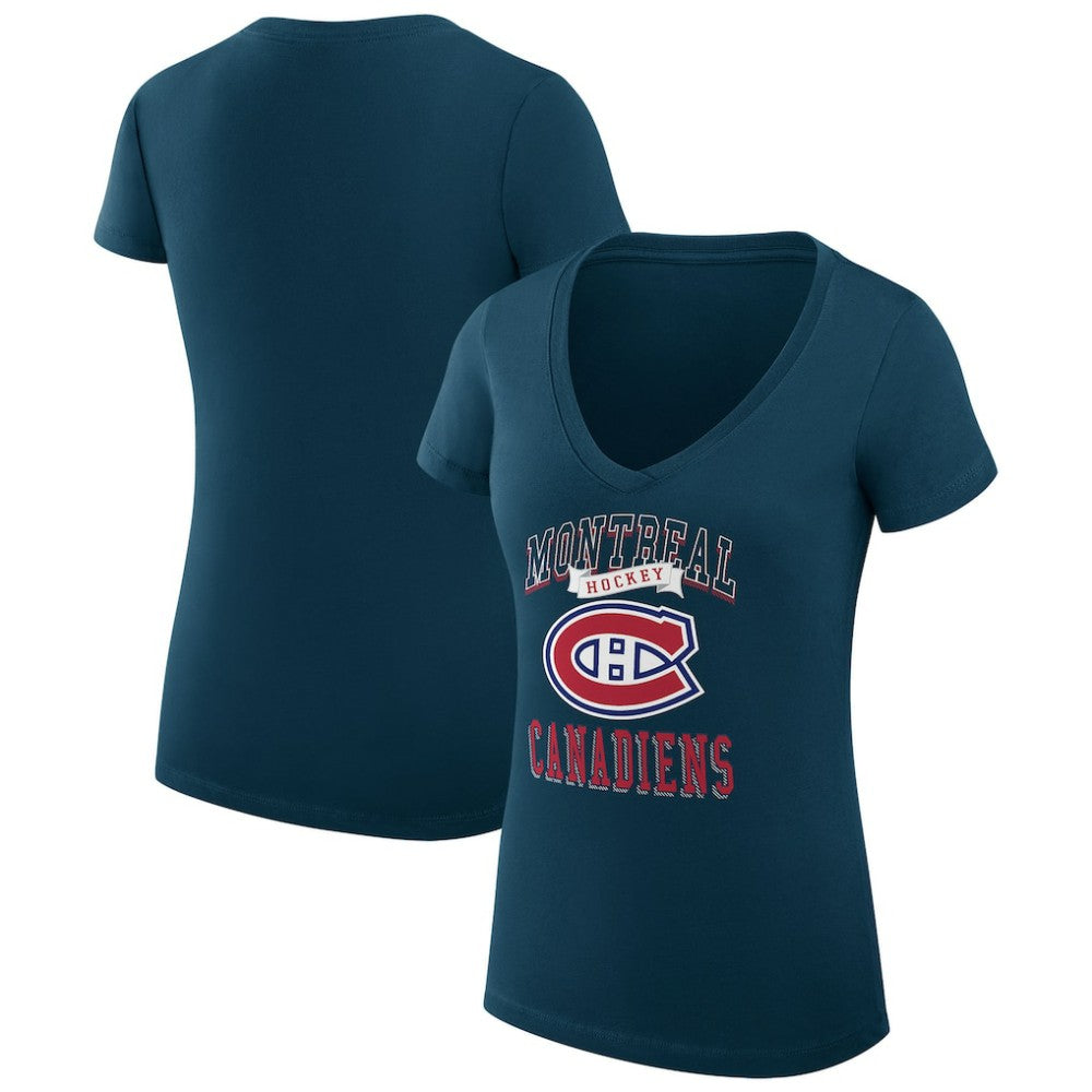 Montreal Canadiens G-III 4Her by Carl Banks Women's Super-Slim Fit Lightweight Team Logo Graphic V-Neck T-Shirt
