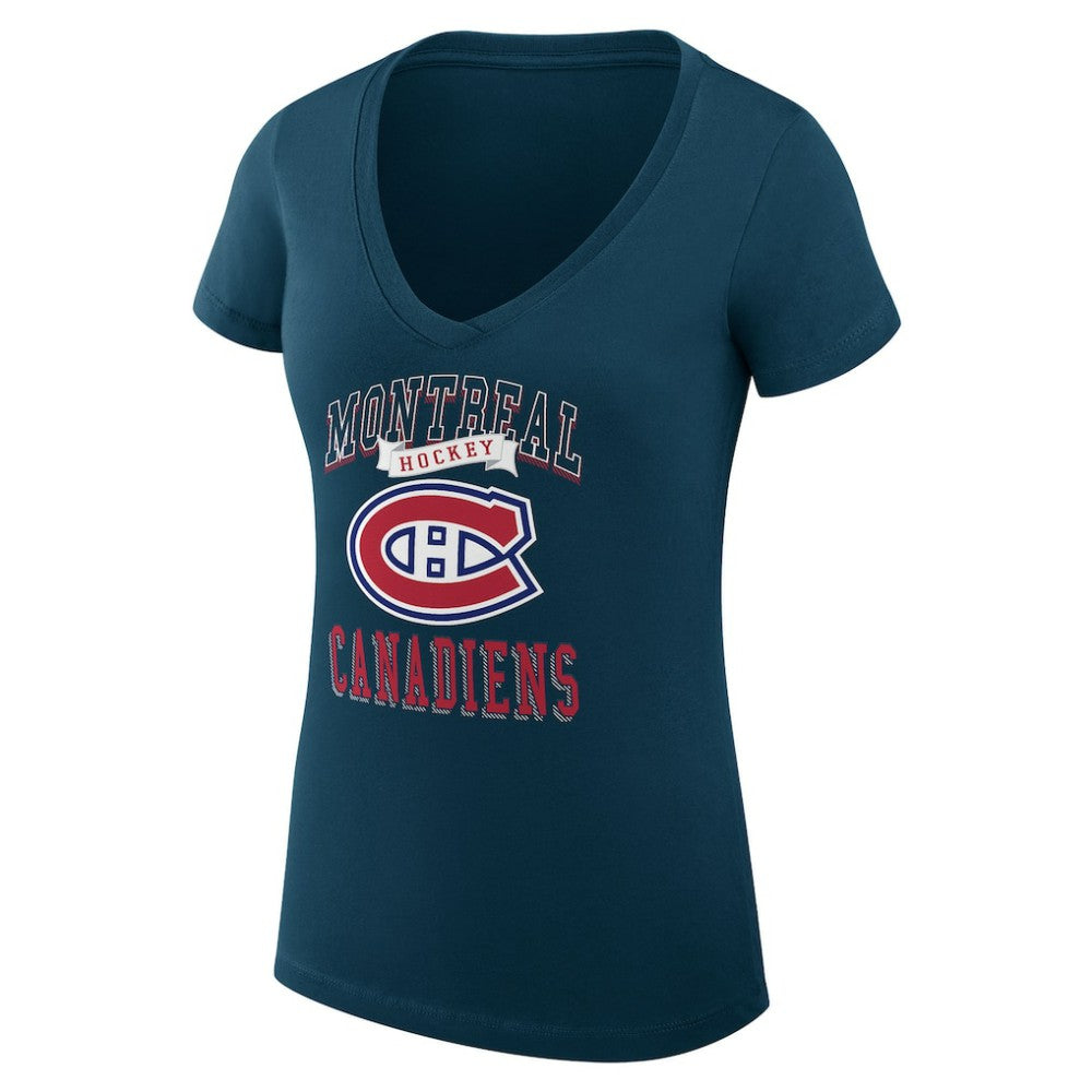 Montreal Canadiens G-III 4Her by Carl Banks Women's Super-Slim Fit Lightweight Team Logo Graphic V-Neck T-Shirt