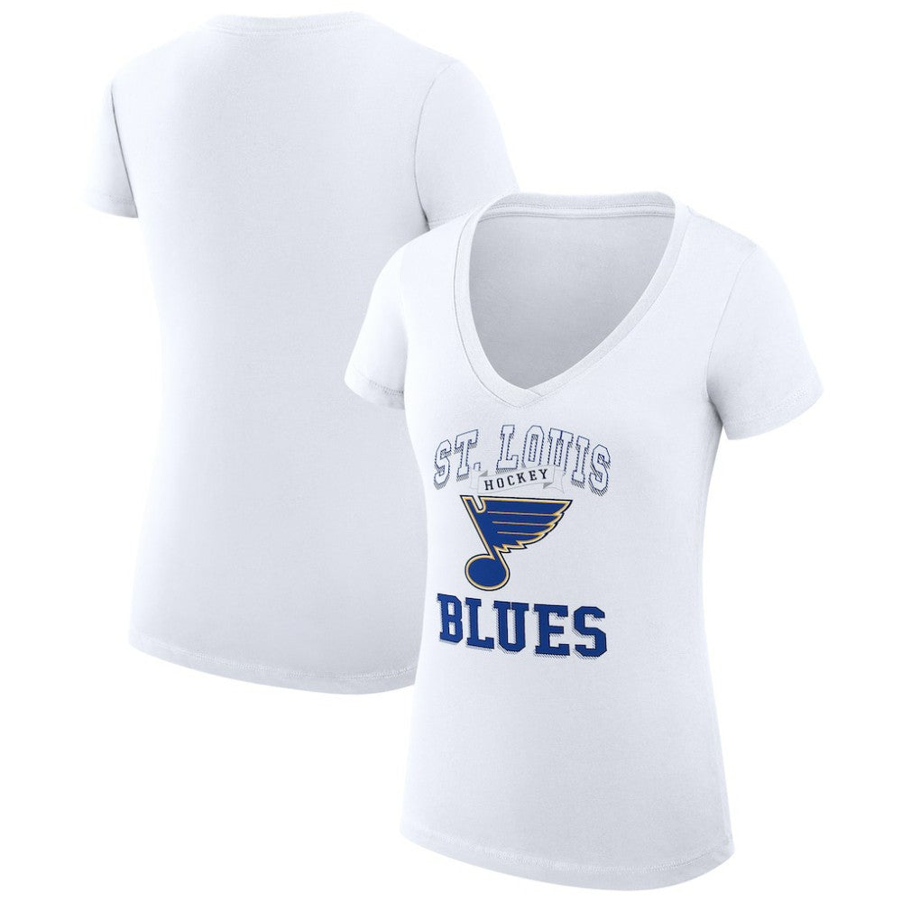 St. Louis Blues G-III 4Her by Carl Banks Women's Super-Slim Fit Lightweight Team Logo Graphic V-Neck T-Shirt